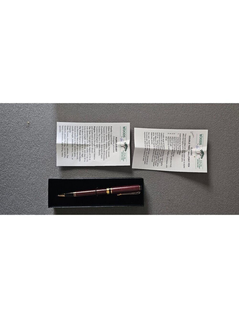 Woods Purpleheart Quality Rollerball Pen Burgundy with 24k plated Gold Trim - Picture 4 of 6